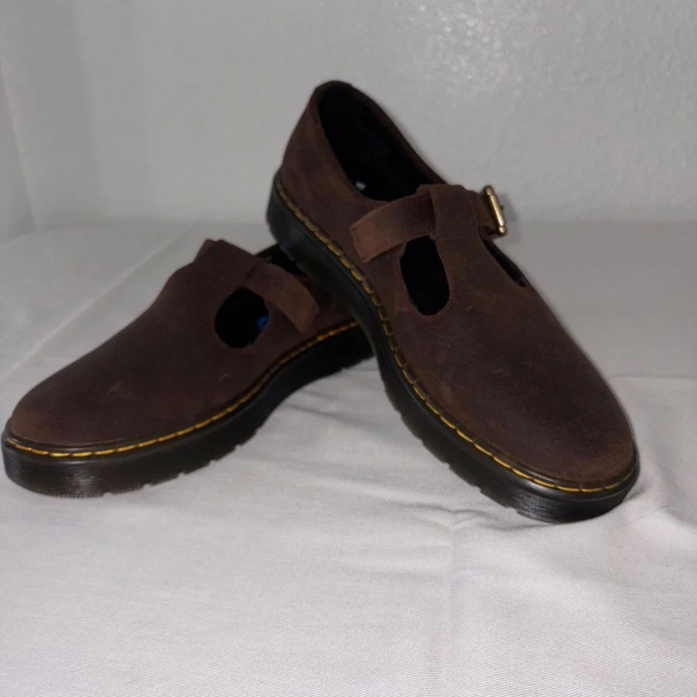 Dr. martens Zavala leather dark brown Zavala Mary Jane T bar shoes size 10 new - Picture 3 of 9